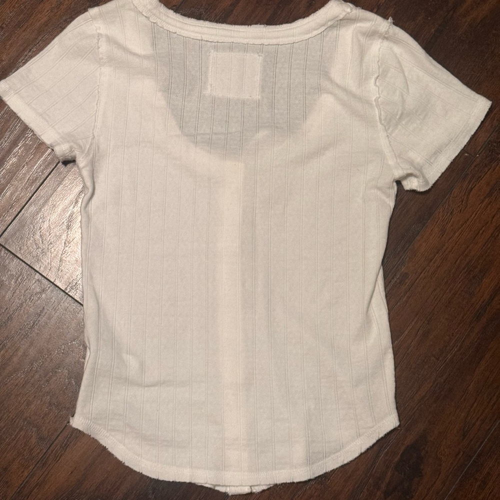 Aerie Sneak Peek Babydoll Short Sleeve Blouse Shirt Women's Small White Boho - Picture 13 of 13